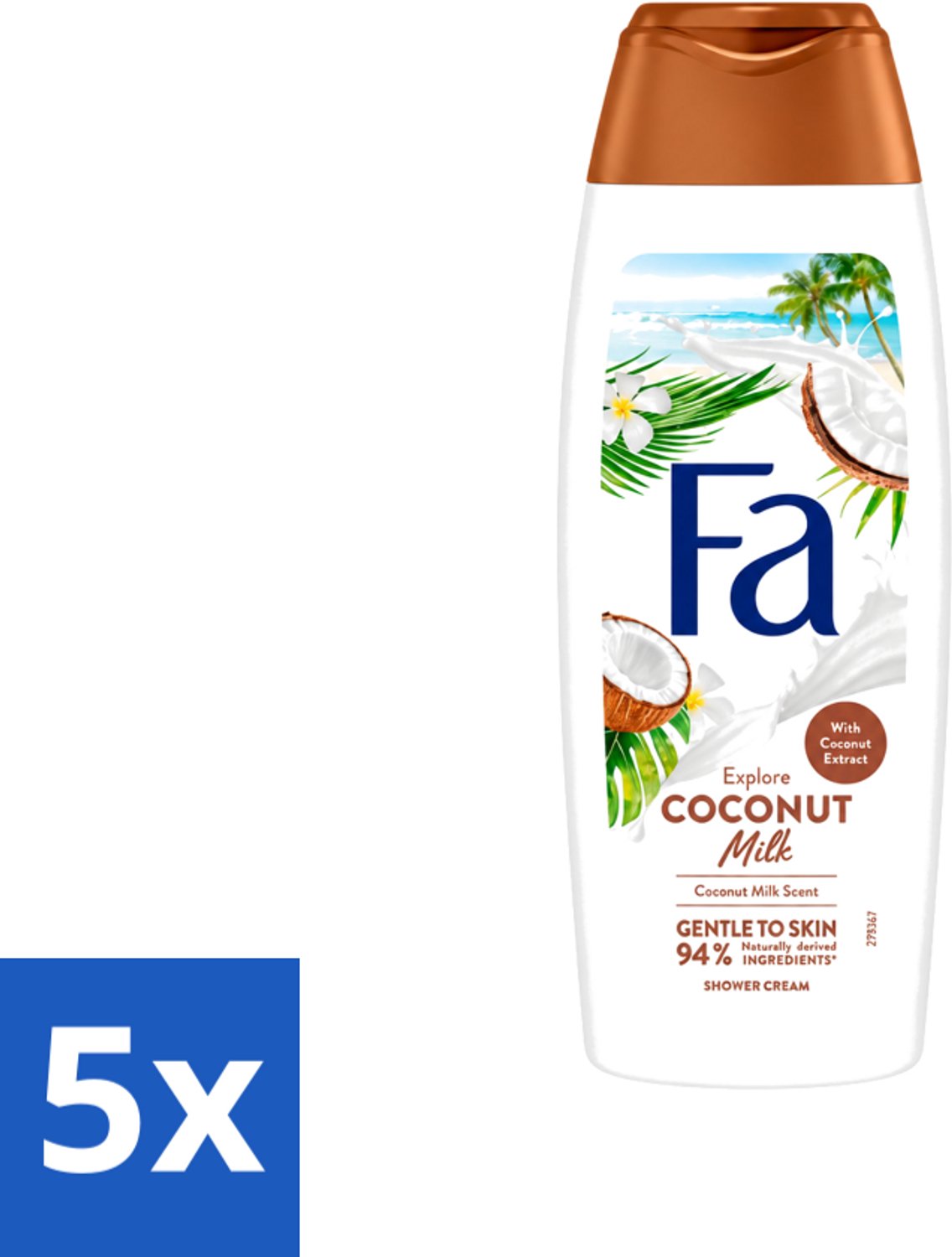 5 x Fa - Douchegel - Coconut Milk - Hydraterend & Kalmerend - Verzachtend - 250 ml - Voordeelverpakking - 5 stuks