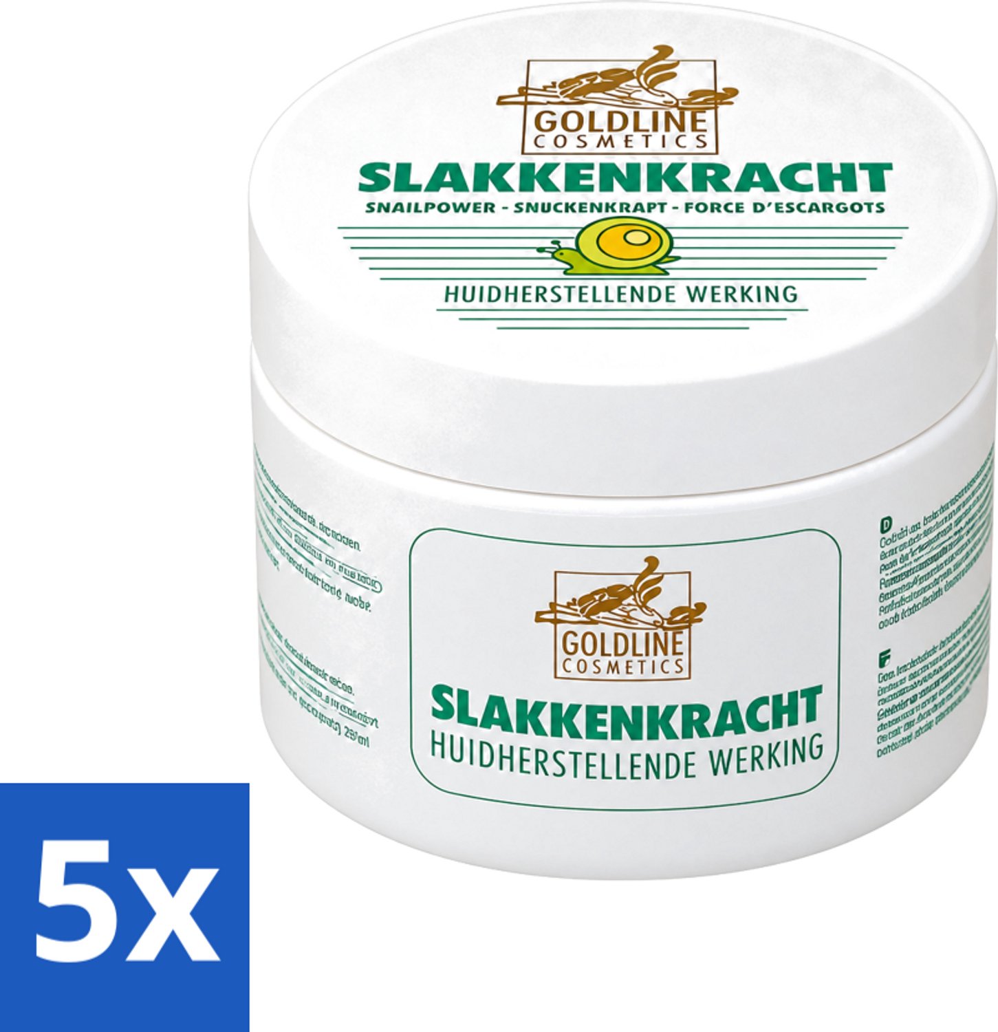5 x Goldline - Bodycrème - Slakkenkracht - Huidverzorging - Verzachtend - 250 ml - Voordeelverpakking - 5 stuks