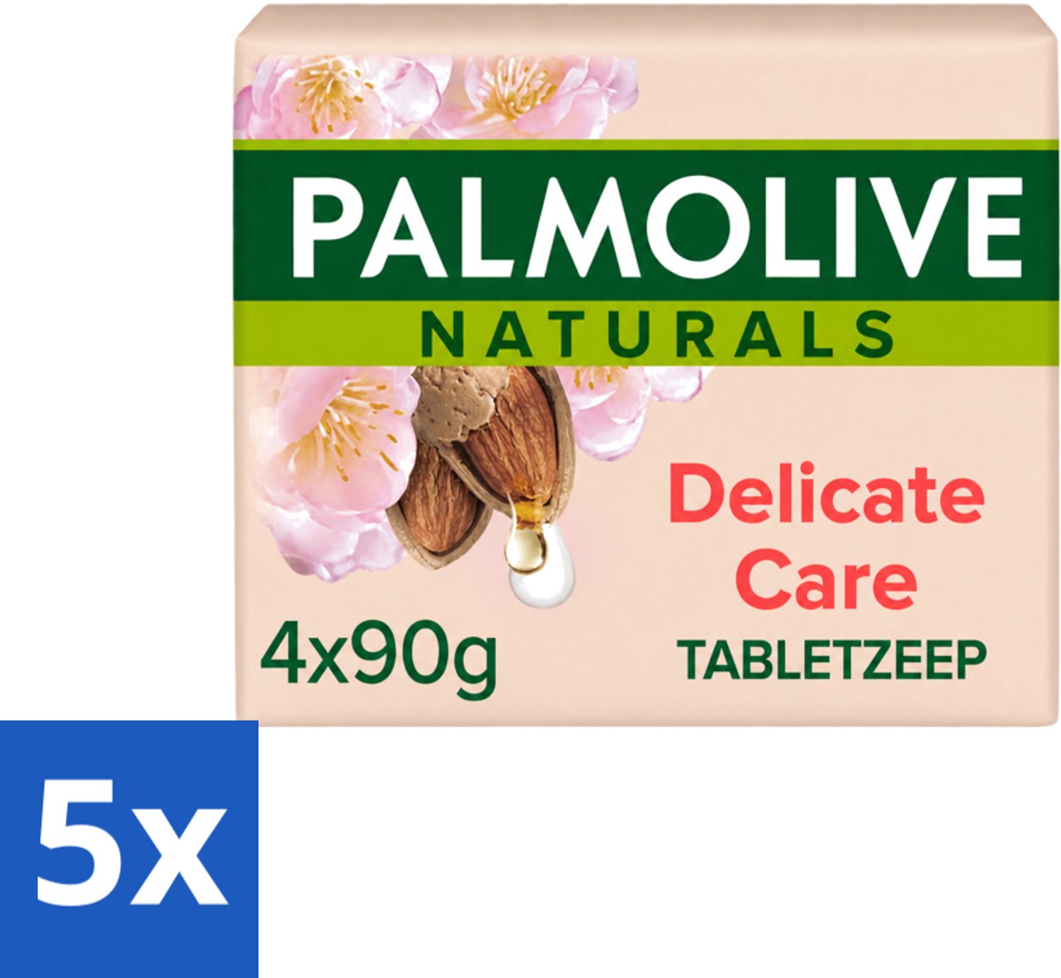 5 x Palmolive Naturals - Tabletzeep - Delicate Care - 4 Zeeptabletten - Voordeelverpakking - 5 stuks