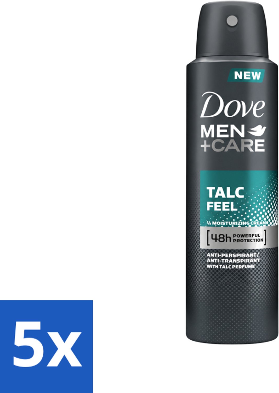 5 x Dove - Deodorant - Men Care Talc Feel - Zachte en verzorgende bescherming - 150 ml - Voordeelverpakking - 5 stuks