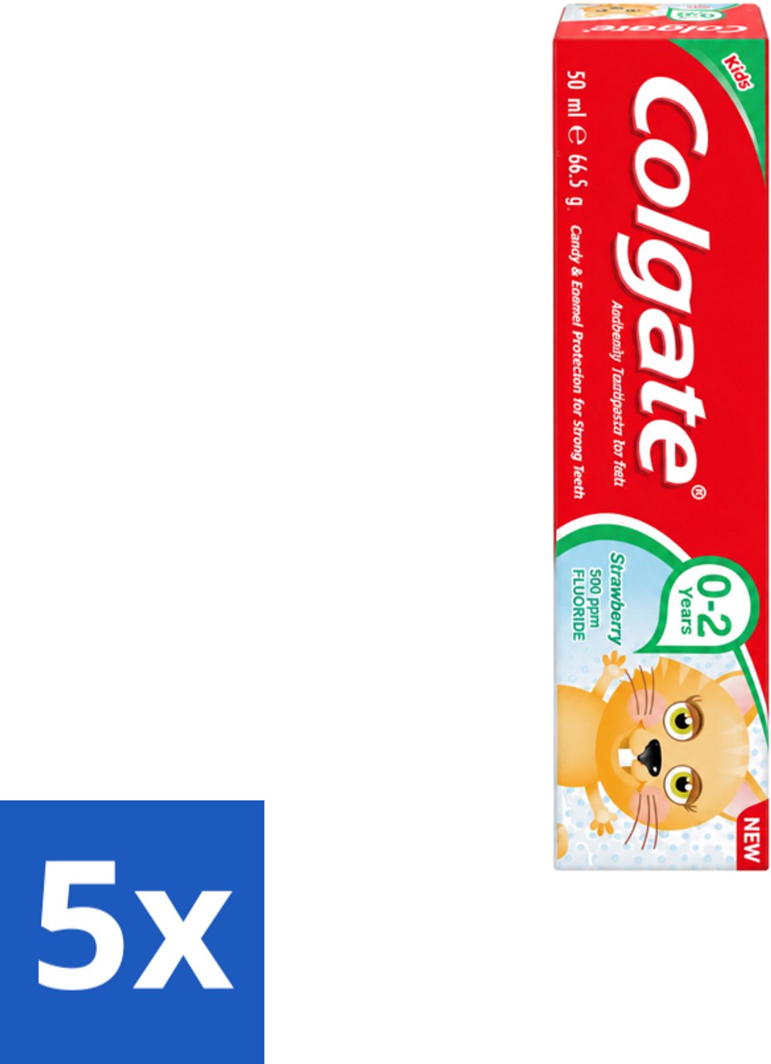 5 x Colgate - Aardbeismaak - Kindertandpasta - Voor 0 tot 2 jaar oud - 50ml - Voordeelverpakking - 5 stuks