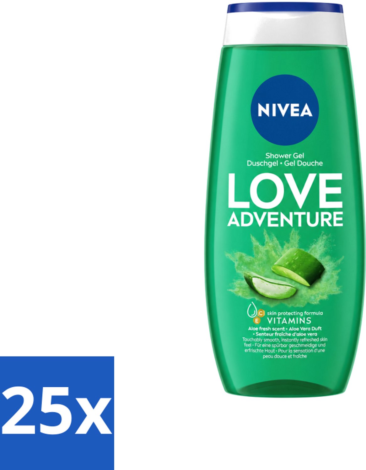 25 x Nivea - Love Adventure Douchegel - Huidbeschermend - 250 ml - Voordeelverpakking - 25 stuks