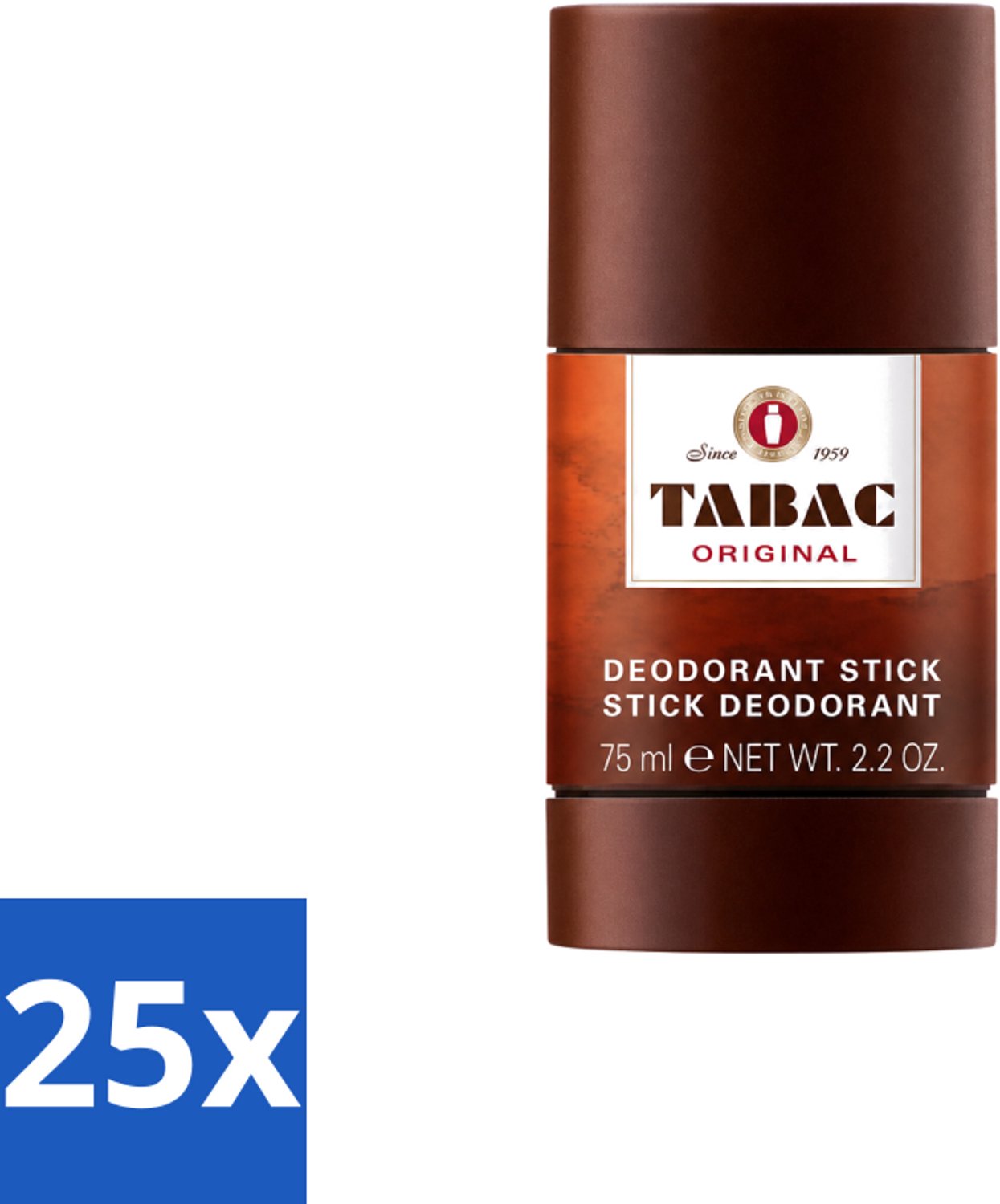25 x Tabac Original - Deodorant Stick - Langdurige frisheid - 75 ml - Voordeelverpakking - 25 stuks