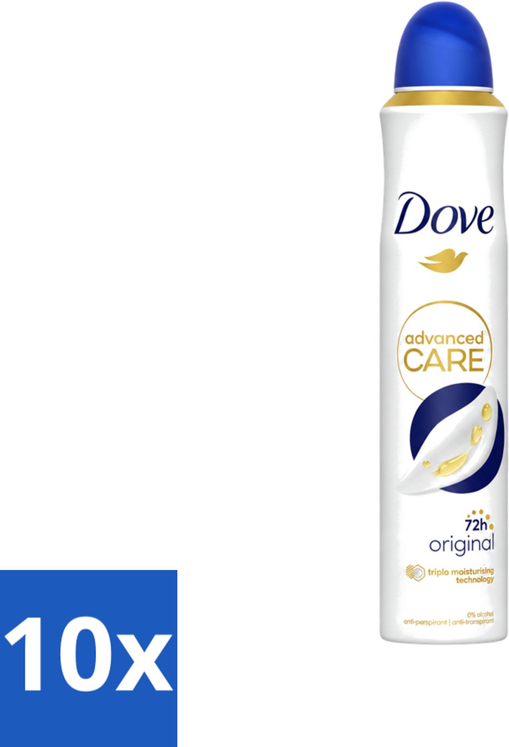 10 x Dove - Deodorant - Spray Advanced Care - Frisse en langdurige bescherming - 200 ml - Voordeelverpakking - 10 stuks