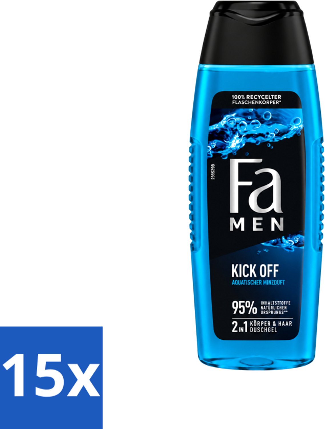15 x Fa Men - Douchegel - Kick Off - Verfrissend & Energiek - Verzorgend - 250 ml - Voordeelverpakking - 15 stuks