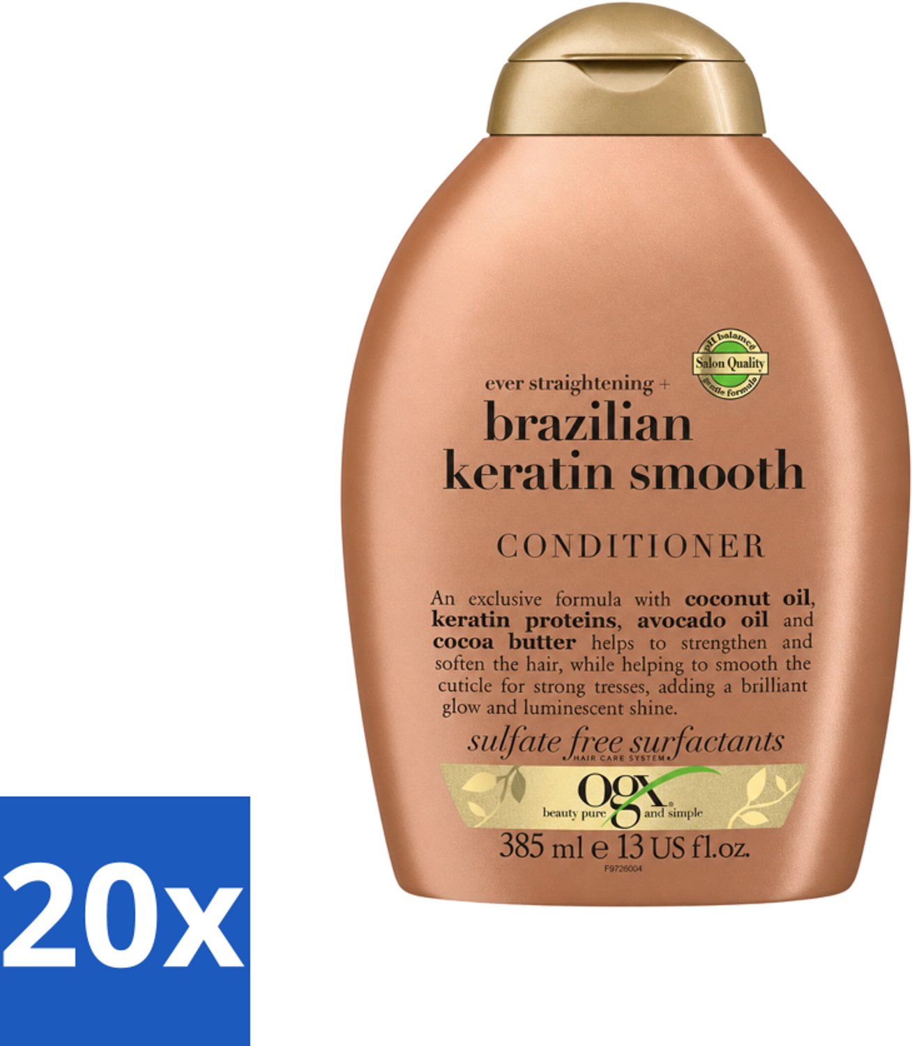 20 x OGX - Brazilian Keratin Smooth - Conditioner - Gladmakend - Herstellend - 385 ml - Voordeelverpakking - 20 stuks