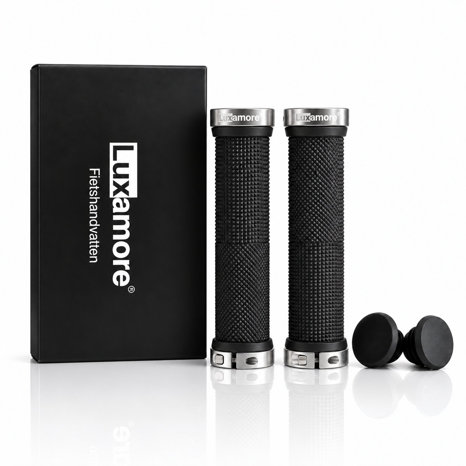 Luxamore® Velogrip Fietshandvatten Zilver – Lock-On – Antislip Grip – Voor Fiets Mountainbike en E-bike – Set van 2
