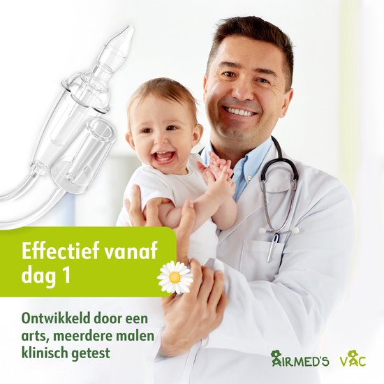 Airmed’s Vac neuszuiger voor baby en peuter – Vanaf geboorte – Met zuigkrachtbegrenzing – Voor aansluiting op stofzuiger — afbeelding 2