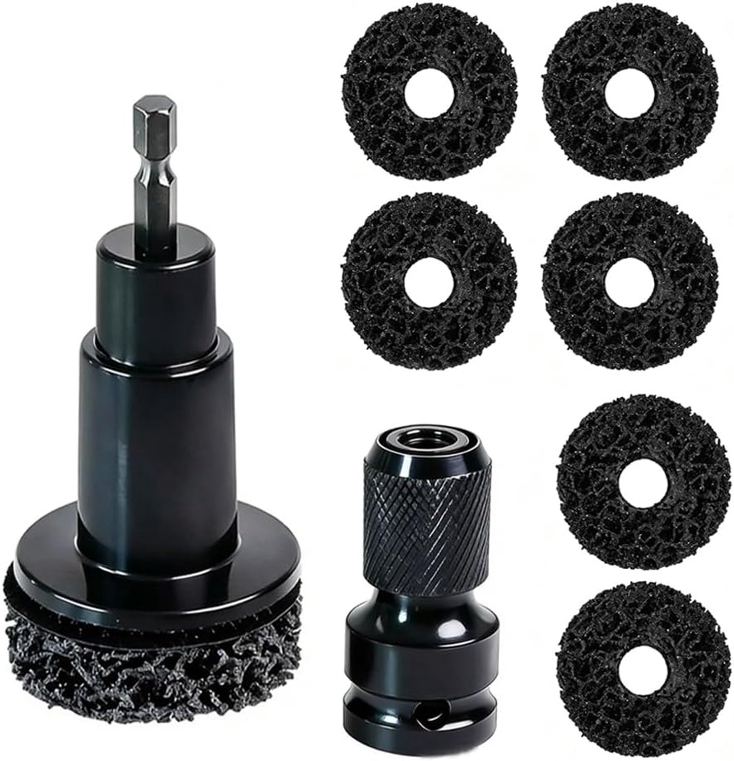 Wielnaafslijper en wielboutset, 6 reserveschijven voor het verwijderen van roest en vuil, voor slagmoersleutel met 1/2 inch opname en boormachines