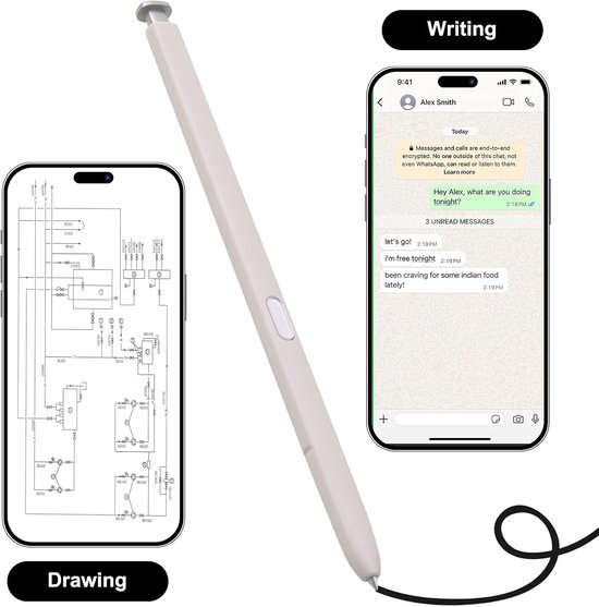 Capacitieve vervangende touchpen, compatibel met S25 Ultra 5G, hoge aanraakgevoeligheid, met reservepunten voor schrijven en tekenen, zonder Bluetooth, lichtgrijs — afbeelding 4