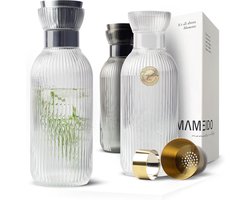 MAMEIDO Glazen Karaaf 1.5L met Schenktuit & Zeef - Kristal Zilver