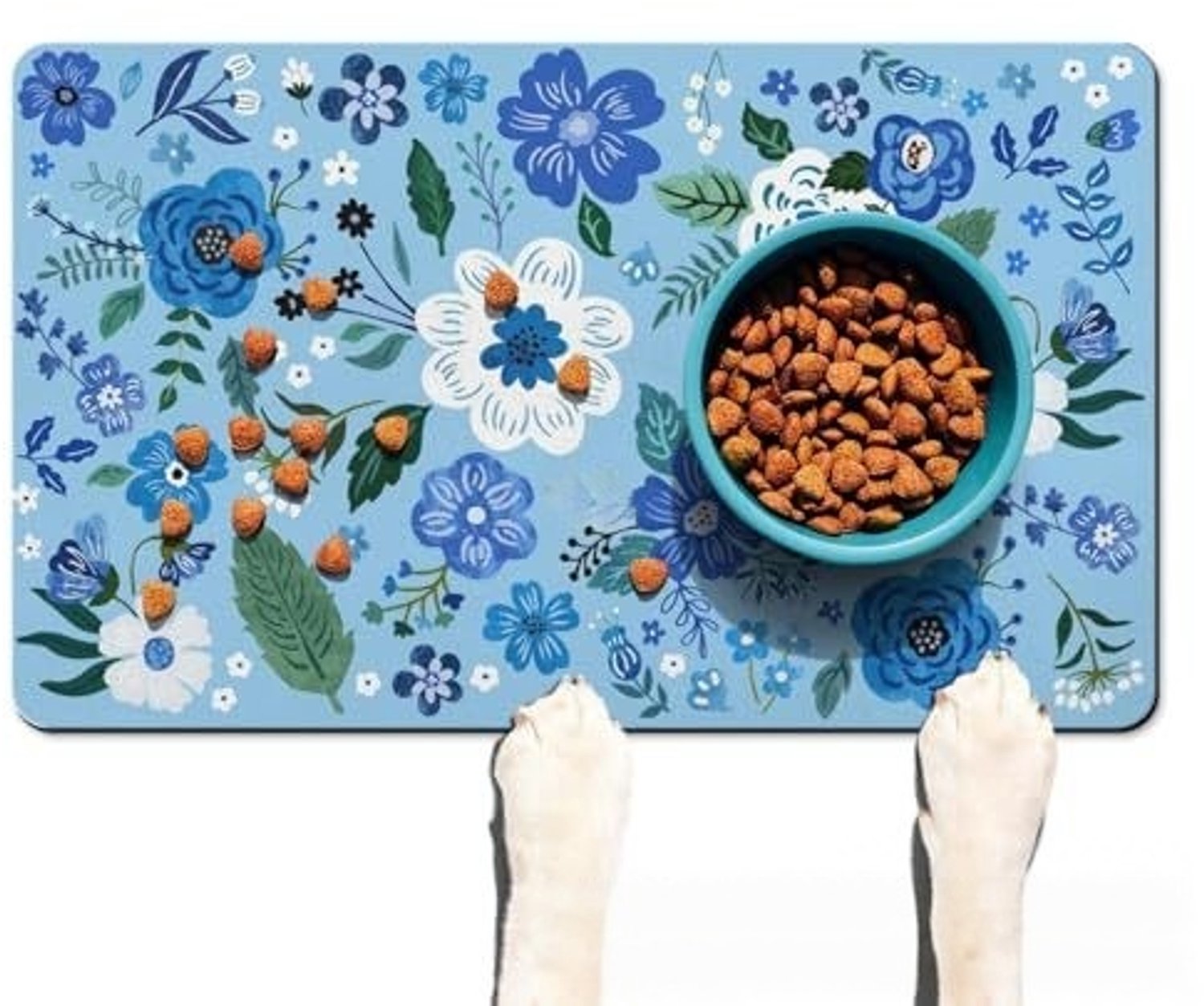 Huisdiermat – Voermat voor honden – Absorberende mat – Mat voor voer- en drinkbakken – Sneldrogend (houdt de voerplek droog en schoon) – Antislip – Eenvoudig dagelijks te reinigen (veeg het oppervlak simpelweg af met een vochtige doek)-40 x 50 cm