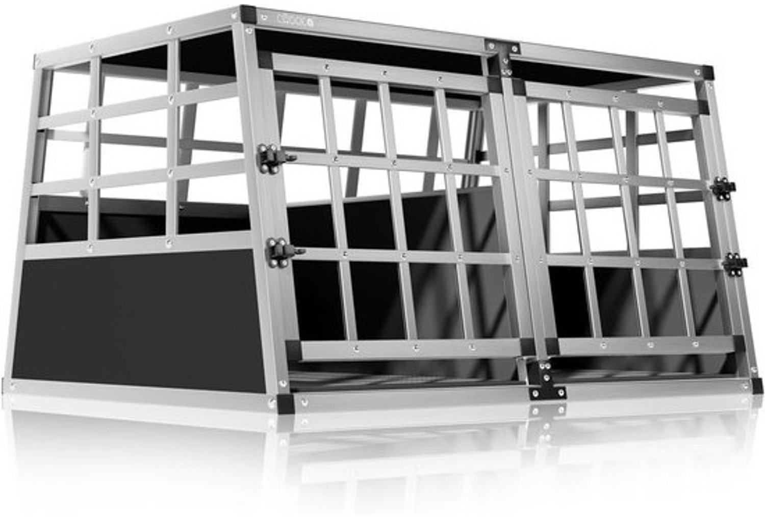 Honden transportbox - Reiskennel - Veilig vervoer - Twee afsluitbare deuren - 98x70x51 cm - Zwart zilver