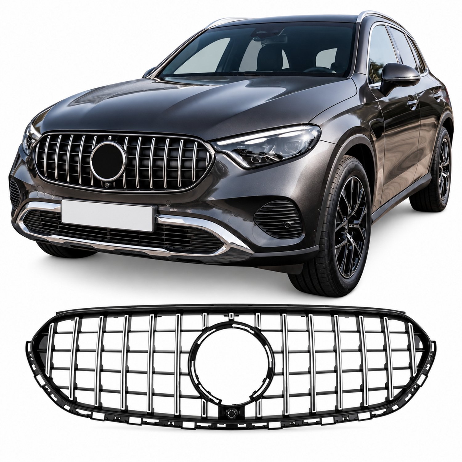 Panamericana Grill Geschikt voor Mercedes GLC X254/C254 2022-2026 – Hoogglans Zwart met Chroom