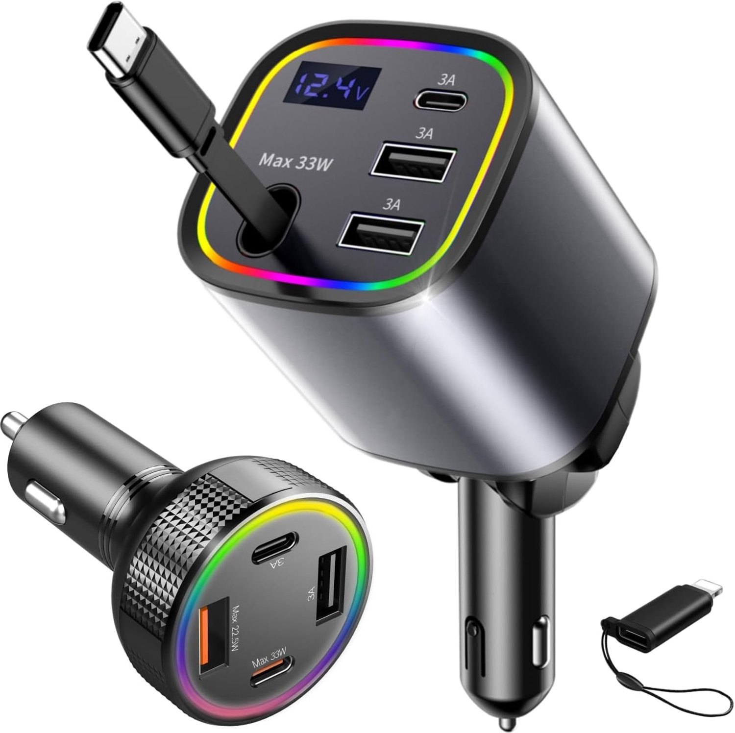 Autoladers (2 Stuks), Snellader Sigarettenaansteker voor iPhone Android