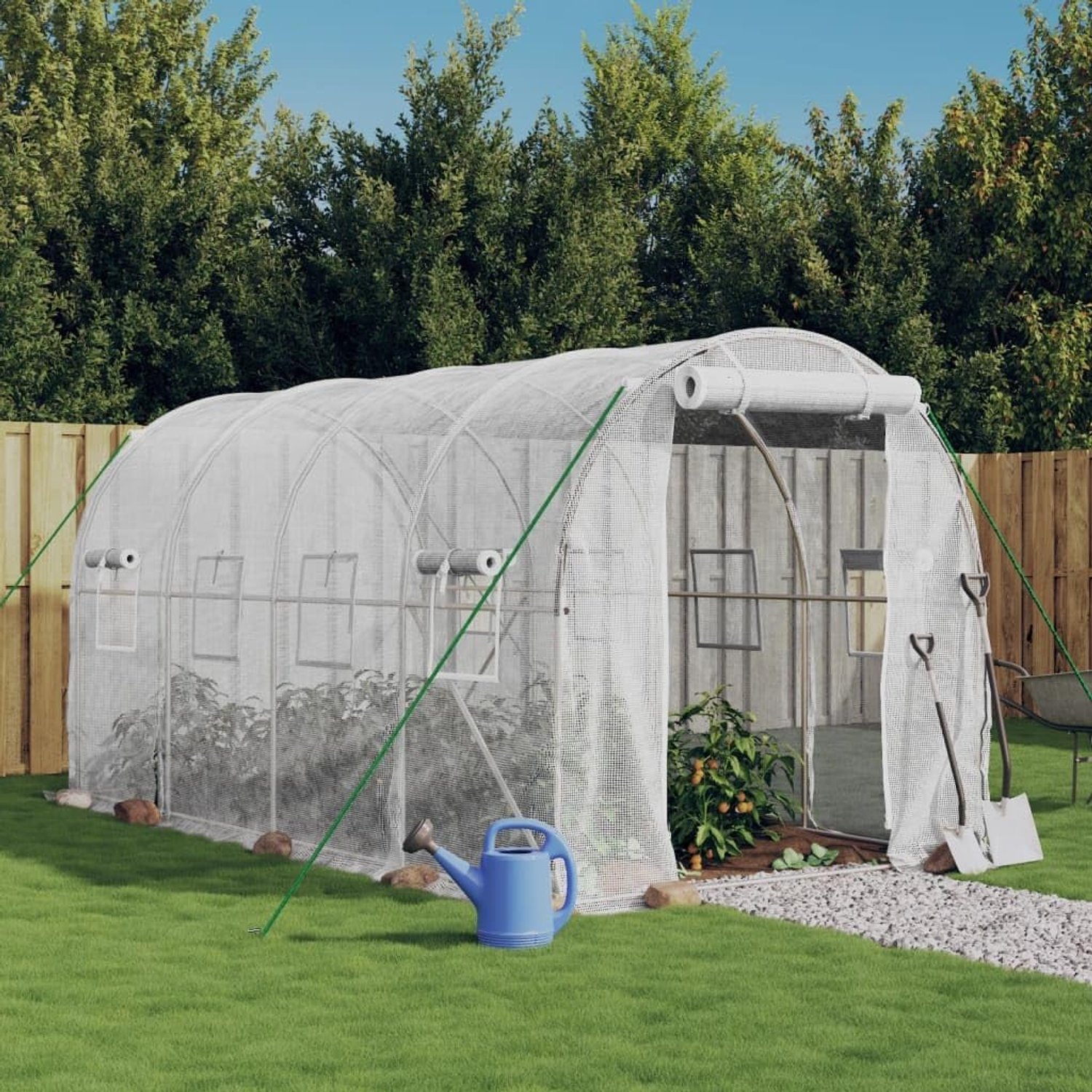 Broeikas met stalen frame, 8 m plantenhuis, wit 4x2x2 m