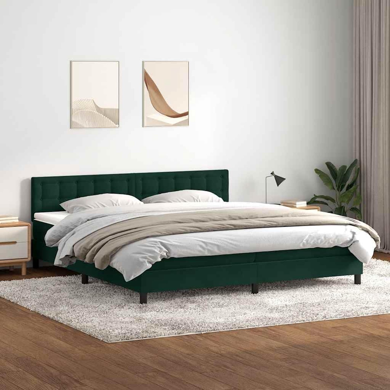 Boxspringbed Pocketvering Donkergroen 180x220 cm