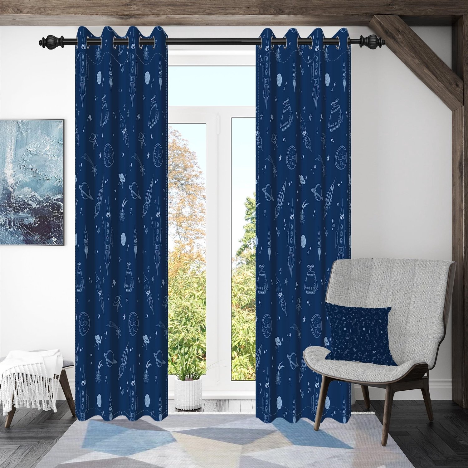 Cartoon Outdoor Ooglet Gordijn voor Jongens - Zwartout Isolerend Raamdecor