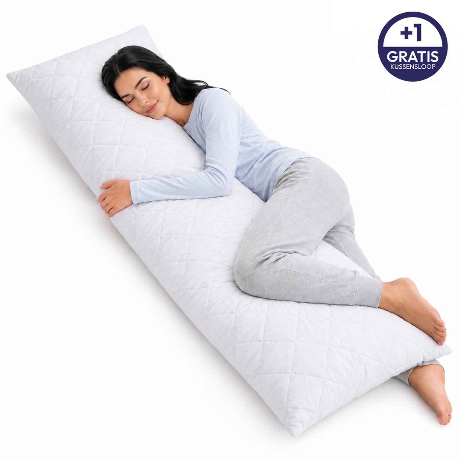 Comfeur Body Pillow Memory Foam - Ergonomische Zijslaapkussen & Zwangerchapskussen - Verstelbare Vulling Traagschuim - Wasbare Hoes - 160x50 cm - Inclusief 2 Wasbare Hoezen