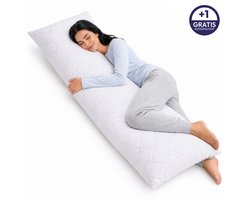 Comfeur Body Pillow Memory Foam - Ergonomische Zijslaapkussen & Zwangerchapskussen - Verstelbare Vulling Traagschuim - Wasbare Hoes - 160x50 cm