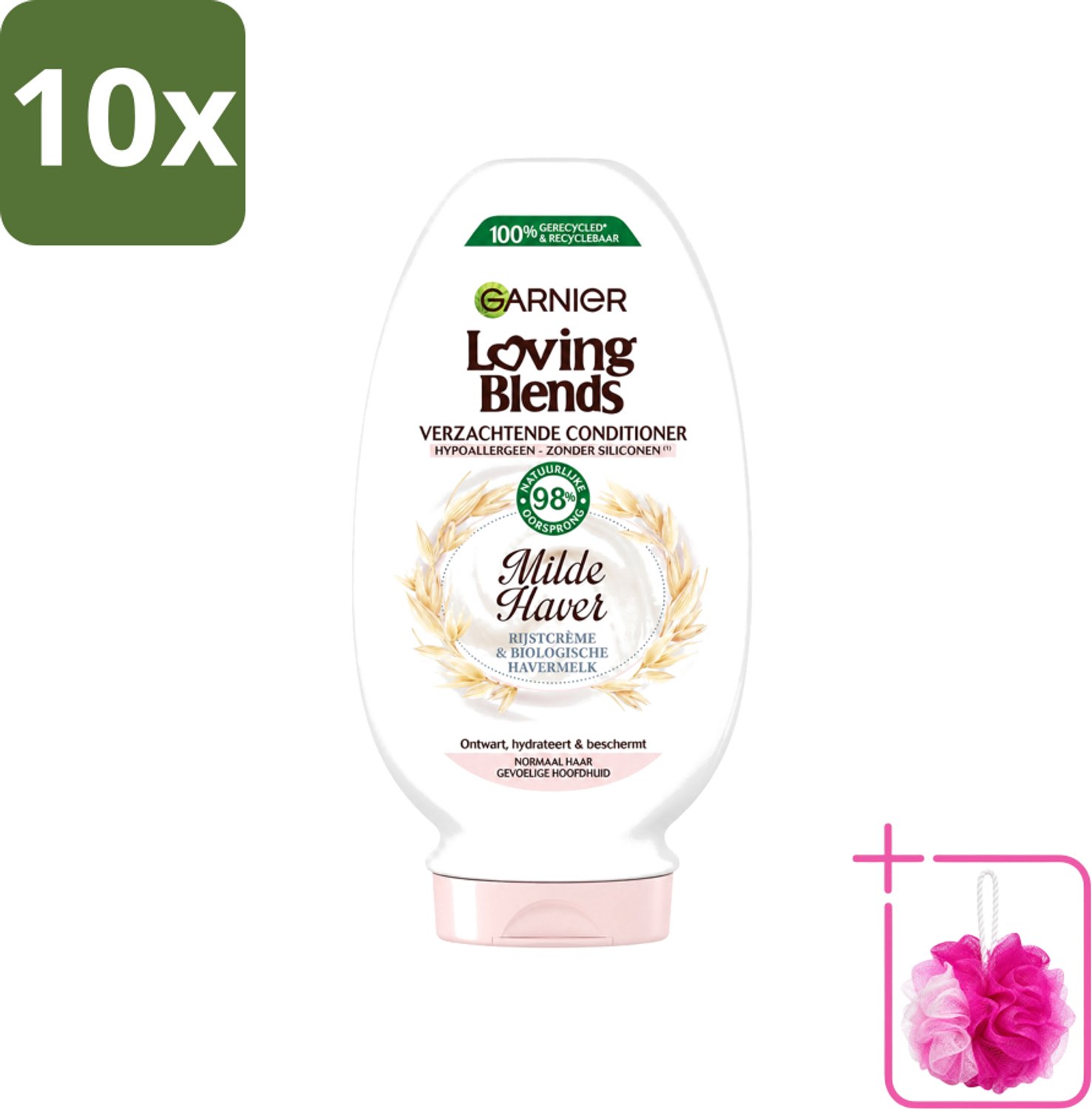 10 x Garnier - Loving Blends - Conditioner - Milde Haver - Normaal Haar & Gevoelige Hoofdhuid - 250 ml - Bulkverpakking - Conditioner voor gevoelige hoofdhuid - Douchemop - Milde conditioner