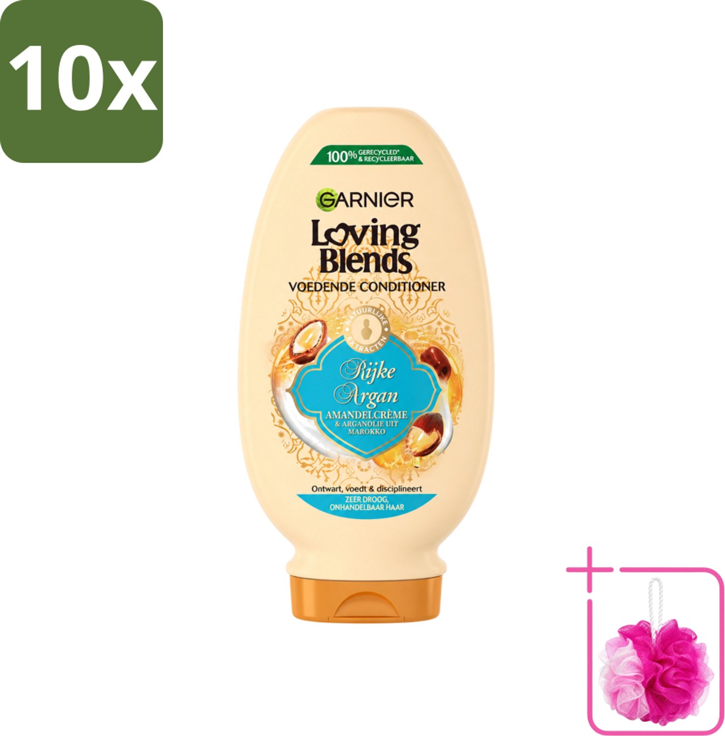 10 x Garnier - Loving Blends - Conditioner - Rijke Argan - Zeer Droog Onhandelbaar Haar - 250 ml - Bulkverpakking - Conditioner voor droog haar - Douchemop - Arganolie voor haar
