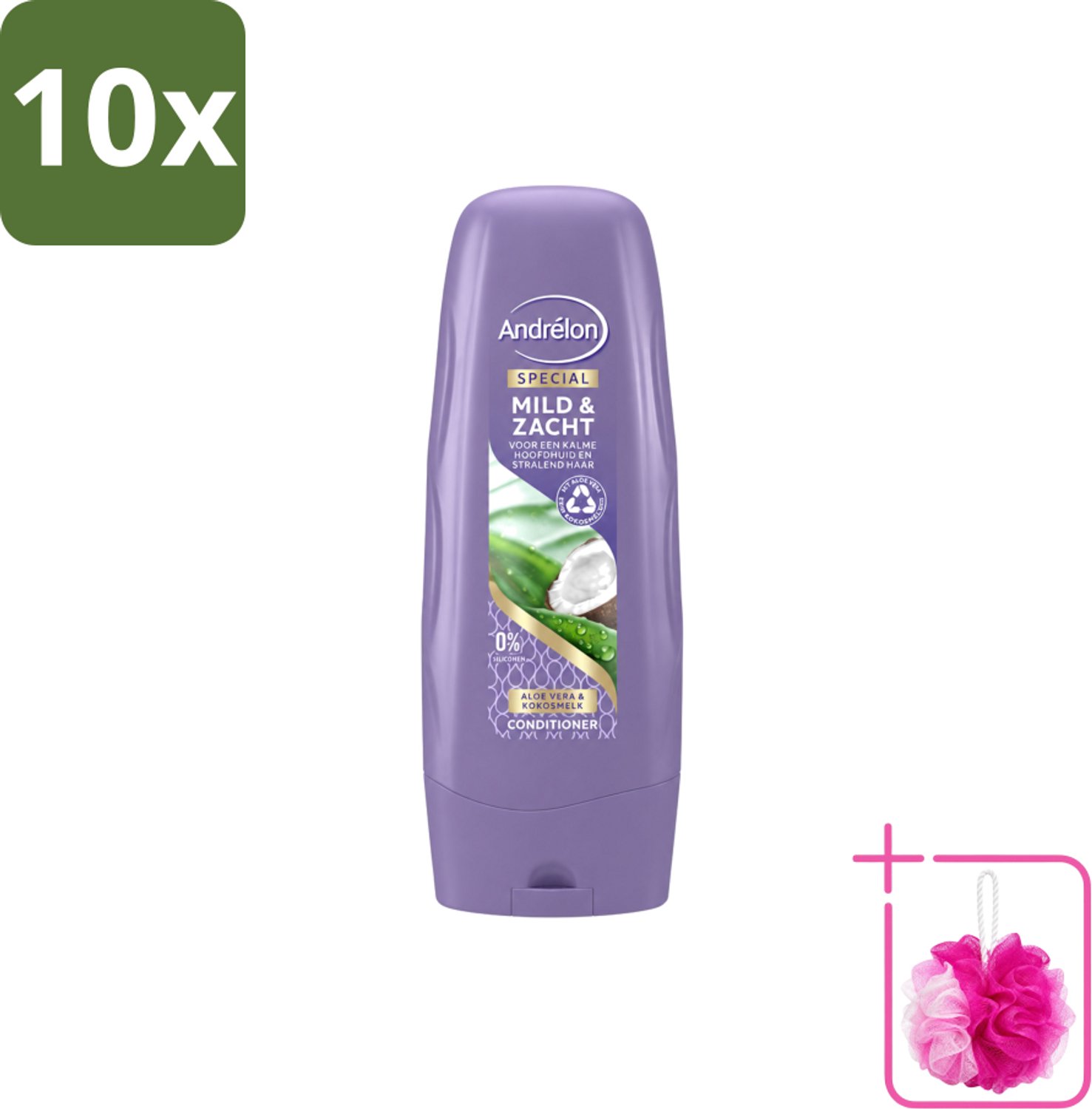 10 x Andrélon - Mild & Zacht - Conditioner - Voor Gevoelige Hoofdhuid - 300 ml - Bulkverpakking - Gevoelige hoofdhuid - Douchemop - Droge hoofdhuid