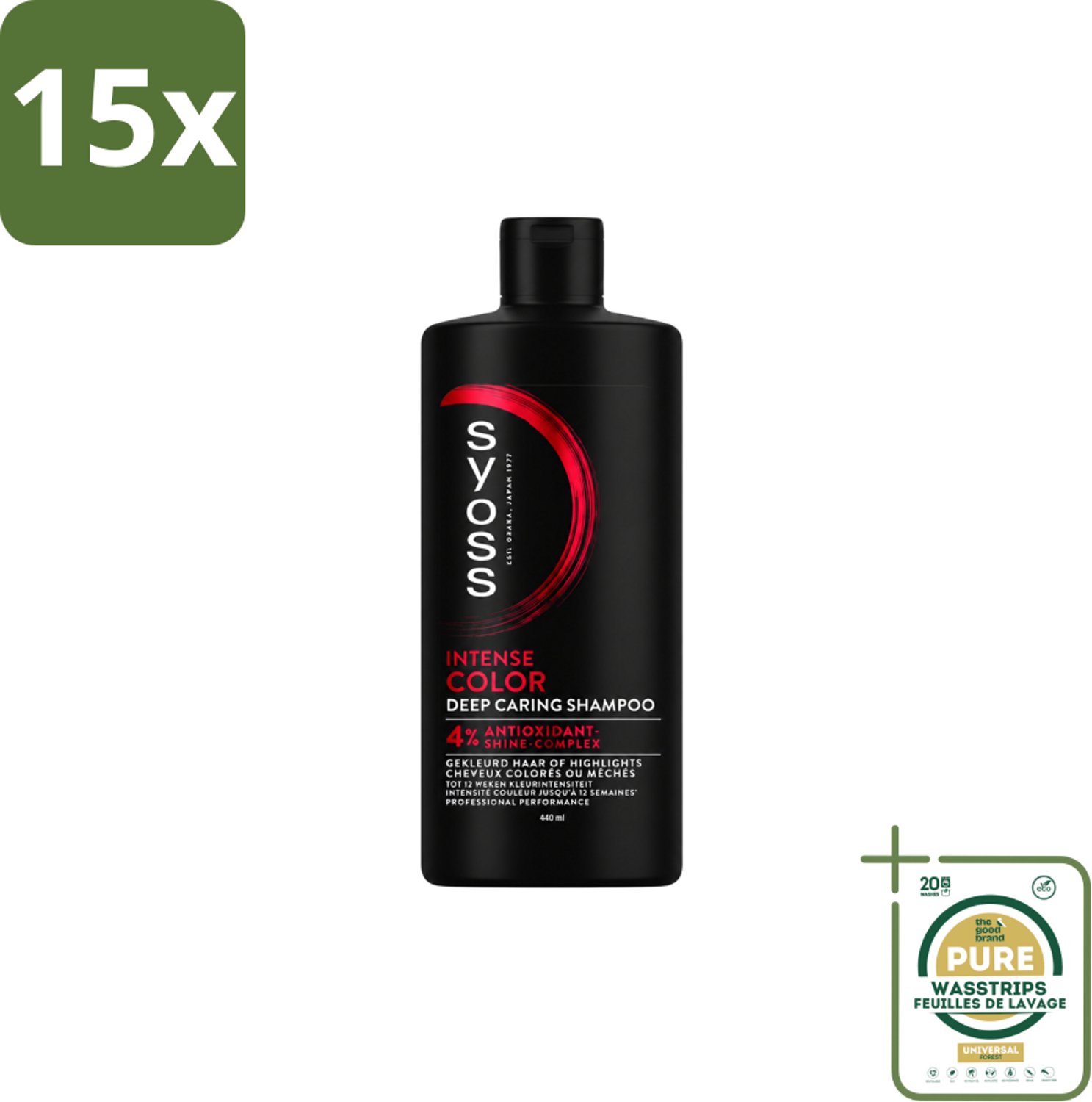 15 x Syoss – Shampoo – Color – 440 ml - Wasstrips - Kleurbeschermende Shampoo - Gekleurd Haar - Highlights - Kleurvervaging - Glans