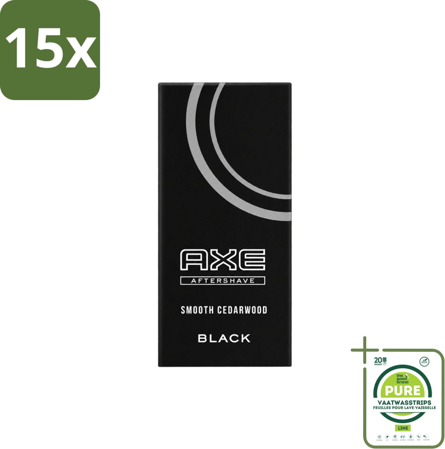 15 x Axe – Aftershave – Black – 100 ml - Grootverpakking - Vaatwasstrips - Aftershave - Huidverzorging - Scheren - Kalmerende Geur - Subtiele Geur
