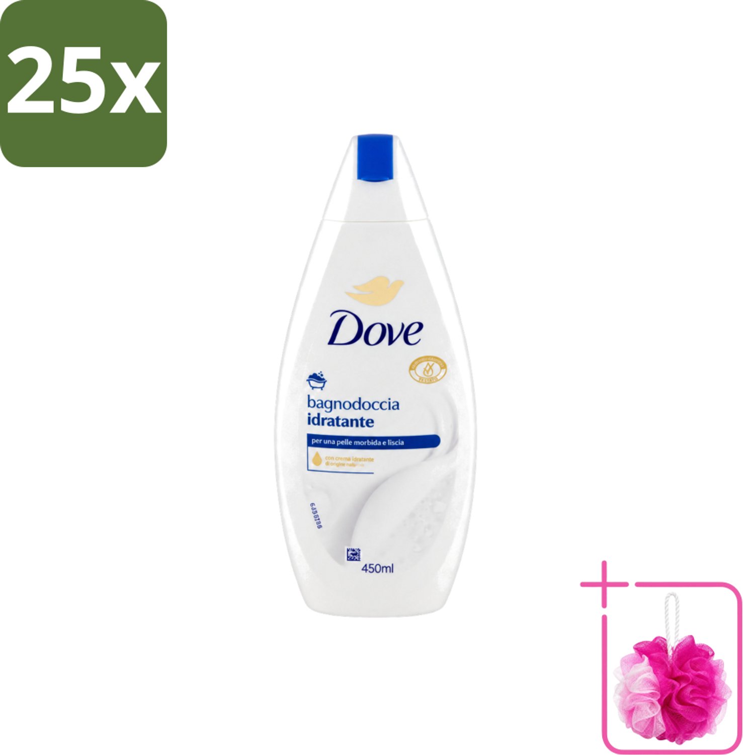 25 x Dove – Douchegel – Hydraterend – 450 ml - Bulkverpakking - Douchegel hydraterend - Douchemop - Huid verzorging