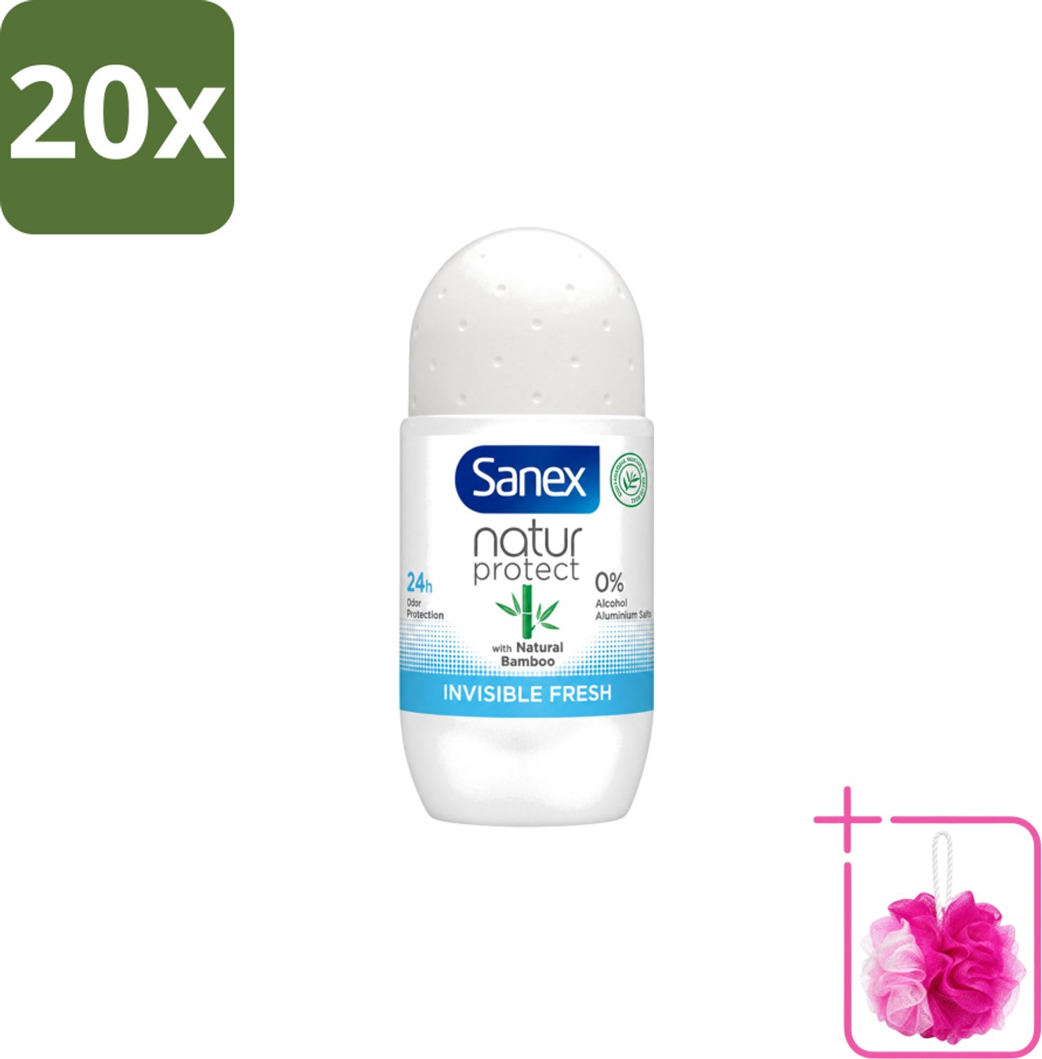 20 x Sanex – Deo Roll-on – Bamboo Invisible Fresh – 50 ml - Bulkverpakking - Deodorant roll-on - Douchemop - Bamboe