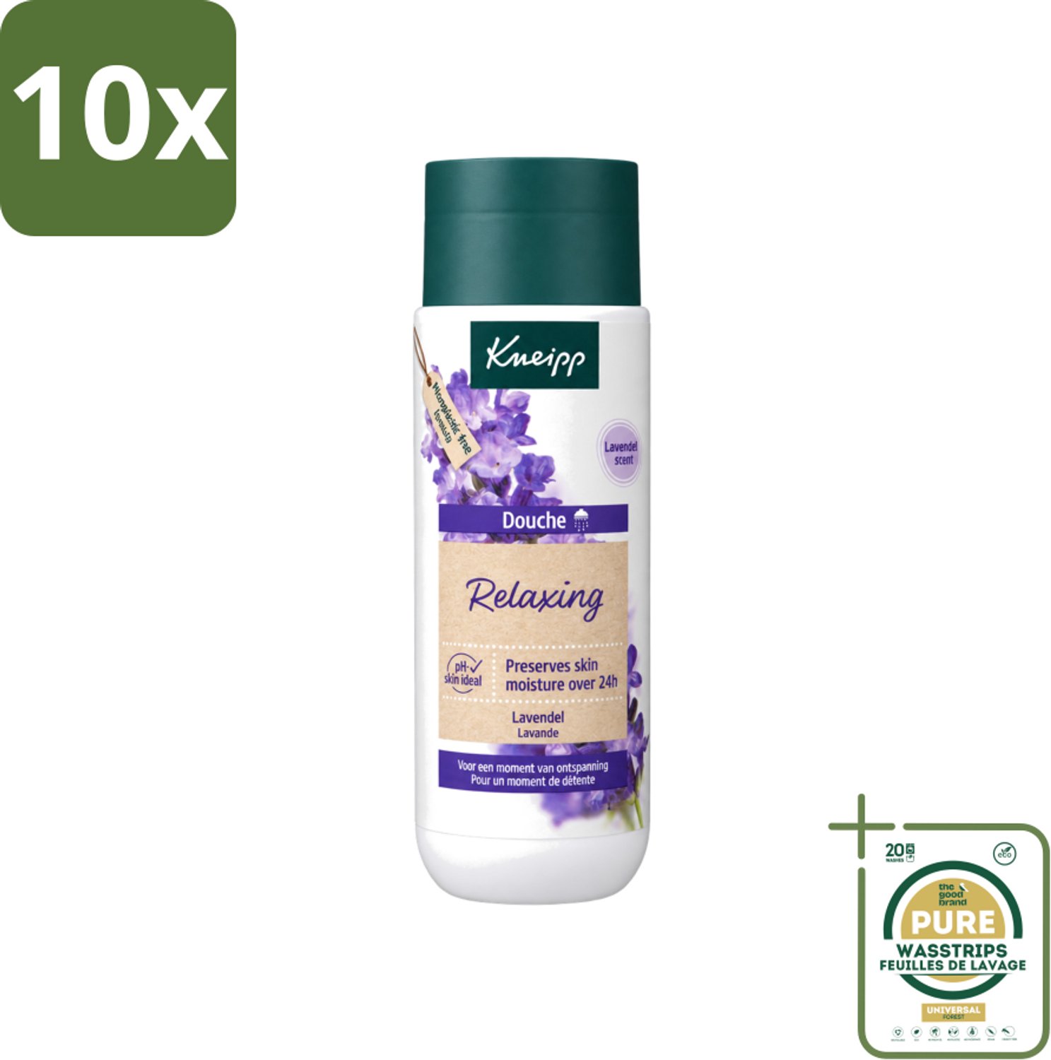 10 x Kneipp - Douchegel - Relaxing - Ontspannende Geur - 200 ml - Wasstrips - Douchegel - Ontspannende Douchegel - Lavendel Douchegel - Natuurlijke Douchegel - Huidverzorging
