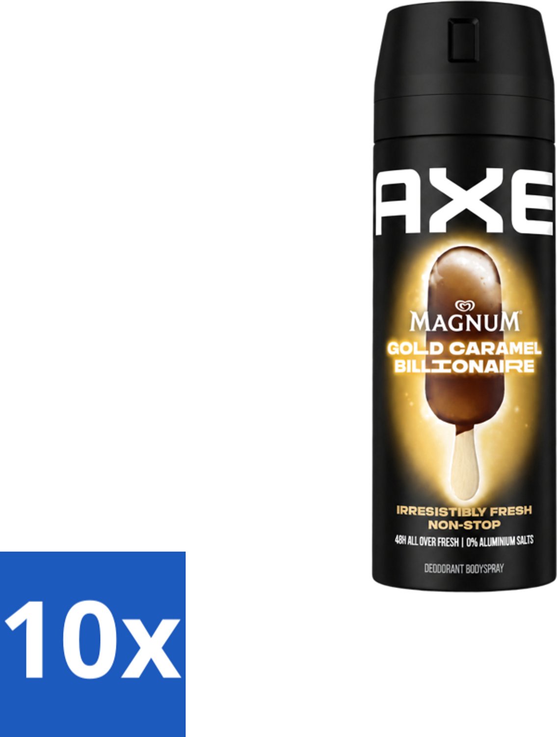 10 x Axe – Deodorant Bodyspray – Magnum Gold Caramel Billionaire – 150 ml - Voordeelverpakking - 10 stuks