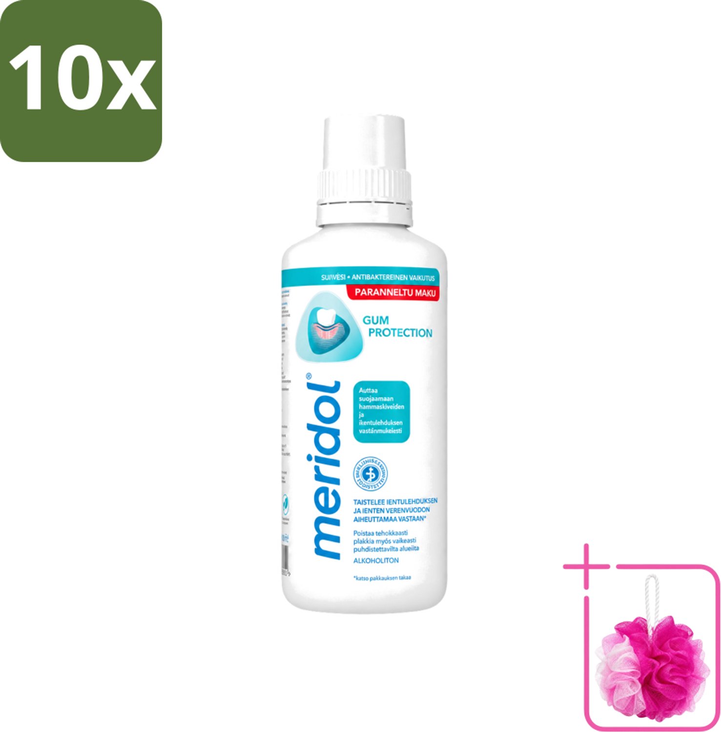 10 x Meridol - Mondspoeling - Dagelijkse Mondverzorging - Voorkomt Tandvleesproblemen - 400 ml - Bulkverpakking - Mondspoeling - Douchemop - Tandvleesverzorging