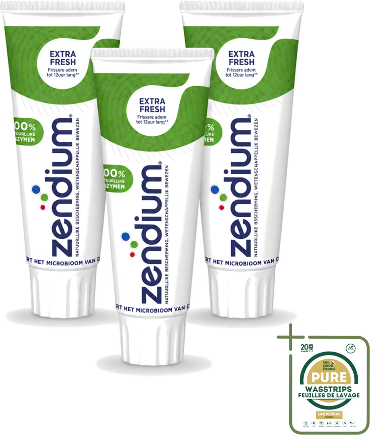 3 x Zendium - Extra Fresh - Tandpasta - Natuurlijke Enzymen - 75 ml - Wasstrips - Tandpasta - Enzymen - Natuurlijke Bescherming - Mondgezondheid - Fluoride