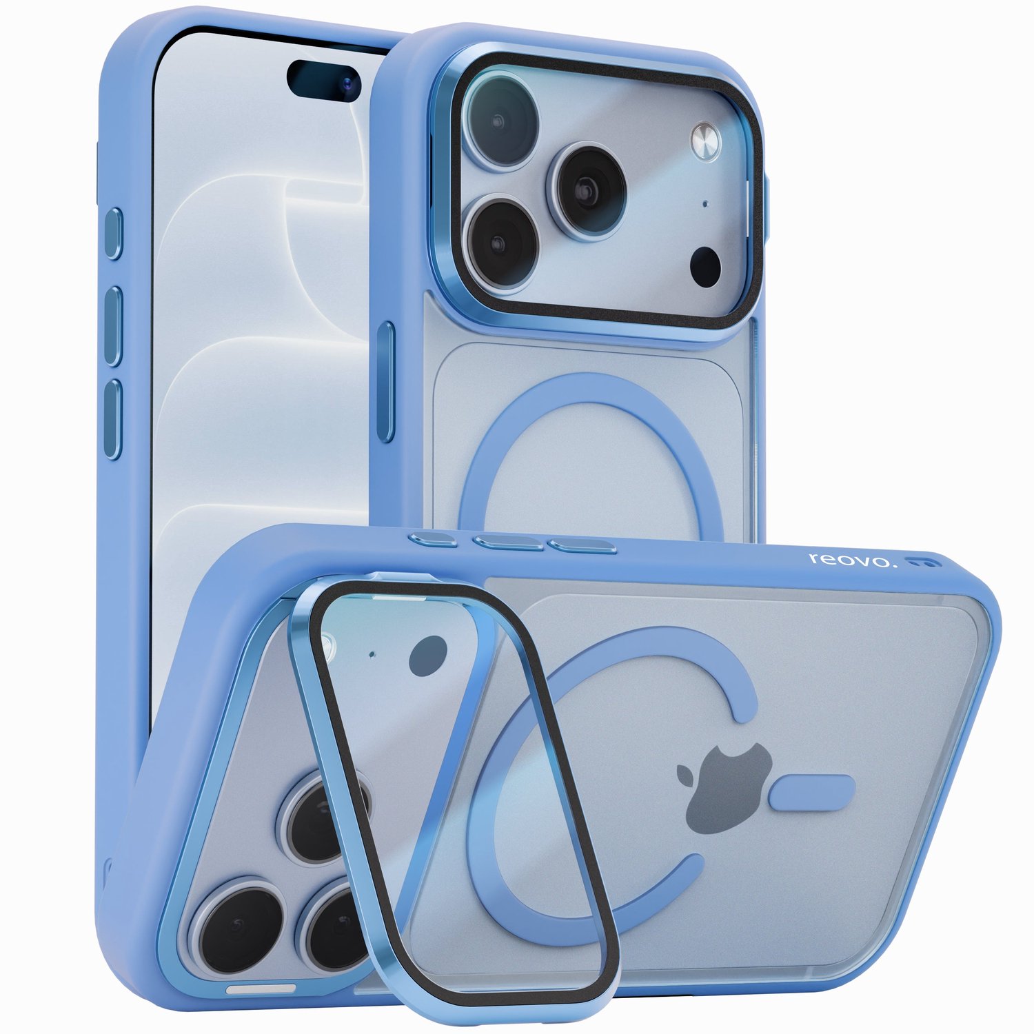 Reovo GuardCore Hoesje Geschikt voor iPhone 18 Pro Max - Geschikt voor MagSafe - Licht Blauw