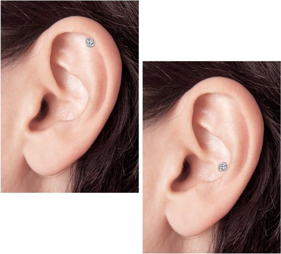 16 g roestvrij staal kraakbeen helix tragus stud oorringen 6 mm 8 mm platte achterkant diamant lip labret bar zilver zwart rose goud — afbeelding 4