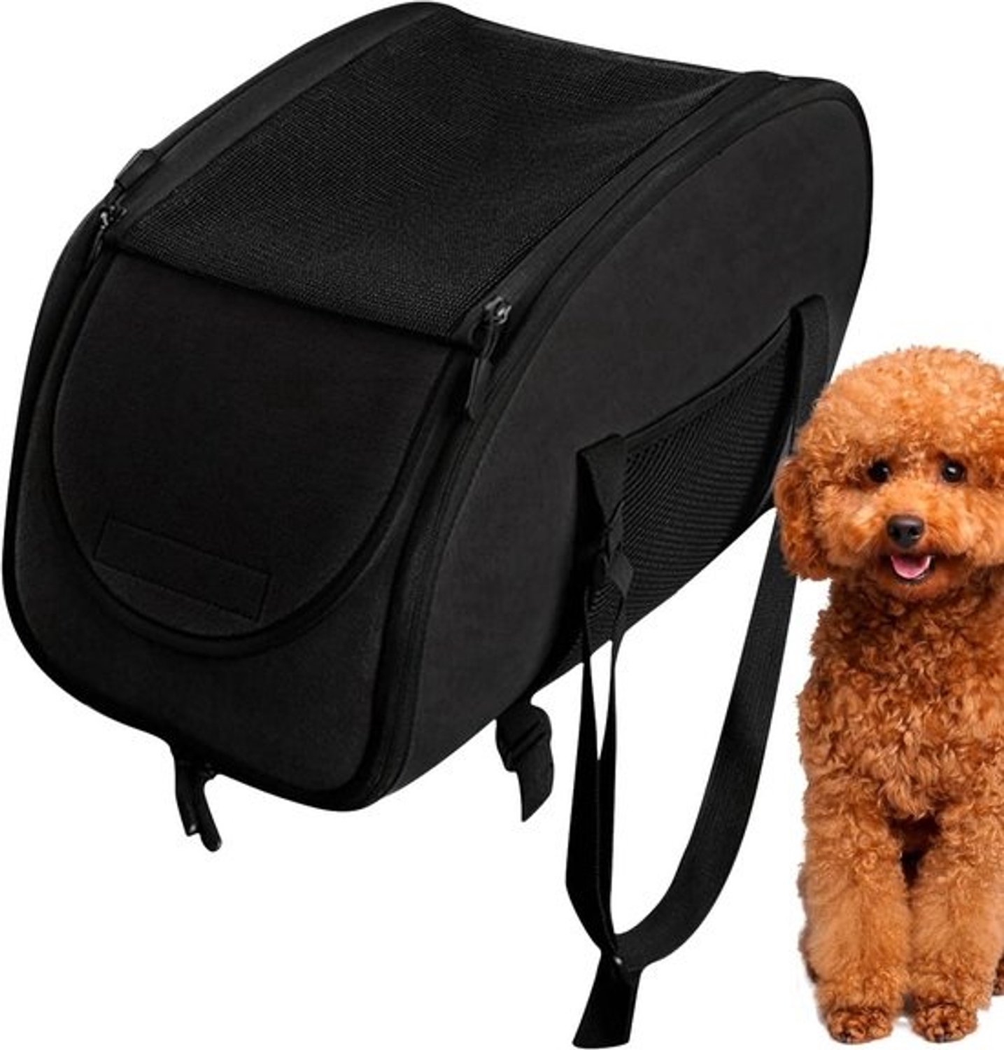 Autostoel voor huisdieren - Reisdrager voor kat of hond - Veilig onderweg - Ontwerp met ventilatie - 39x24x24 cm - Zwart