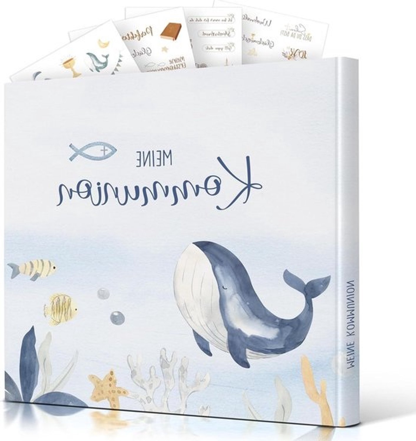 Gastenboek voor communie - Boek voor herinneringen - Bijzondere momenten bewaren - Inclusief stickers - 96 pagina's - Blauw