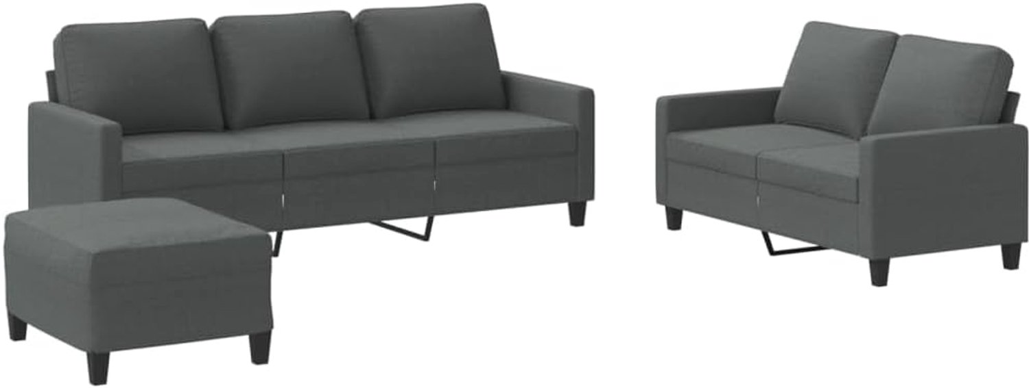 3-delige bankset met kussen, donkergrijze stof, woonkamerbank, slaapkamerbank, werkkamer, kantoorbank voor woonkamer, slaapkamer, kantoor, lounge