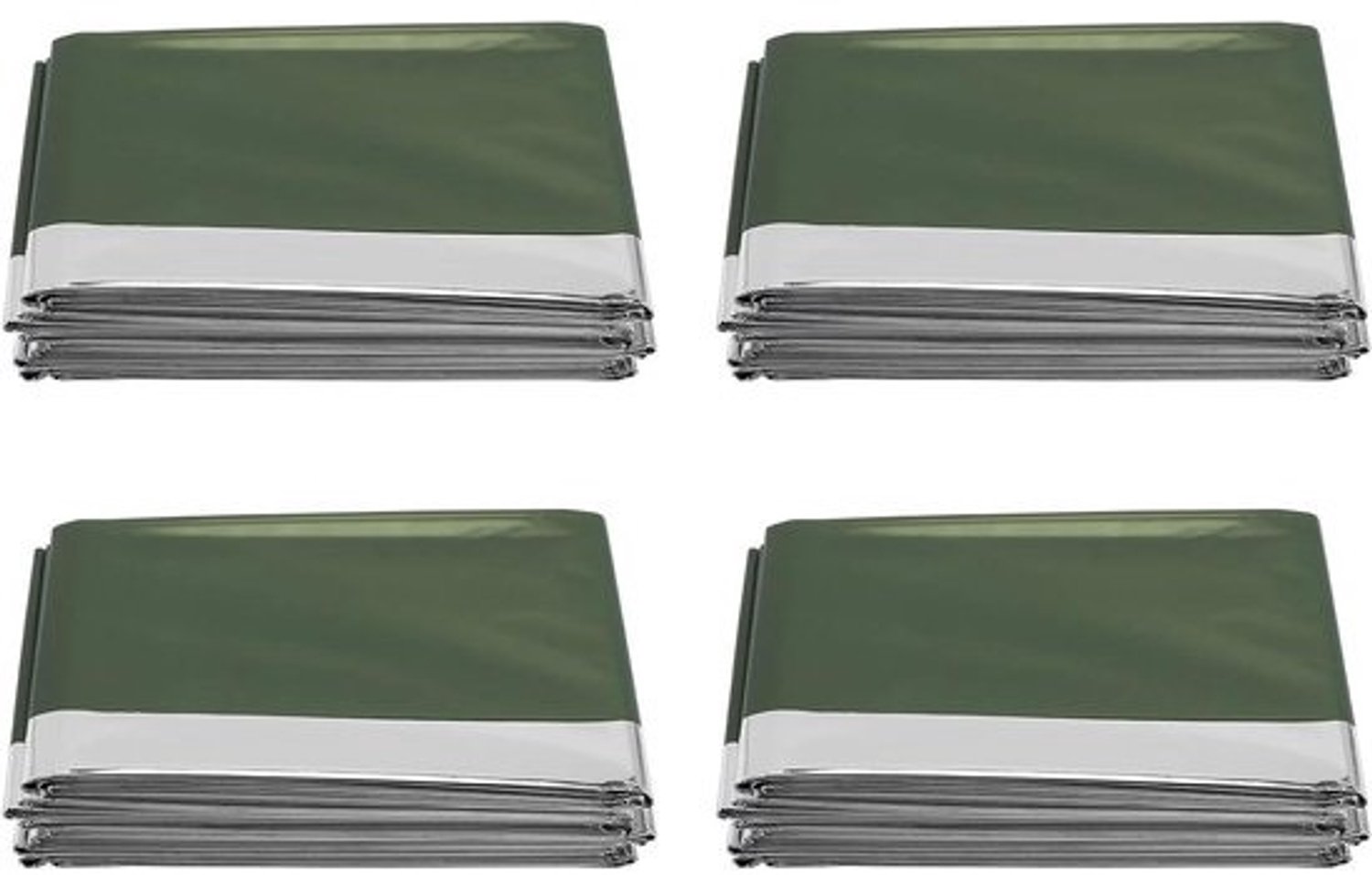 Nooddekens set - Isolatiedeken - Voor buiten en noodgevallen - Houdt warmte vast - 4 stuks - Groen