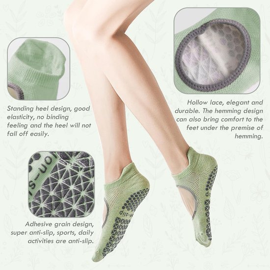 Merkloze Antislip Sokken voor Yoga & Pilates - 3 Paar — afbeelding 4