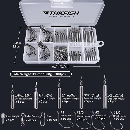 Visaccessoires Set: Loodgewichten, Haken & Swivels - 103 Delig — afbeelding 3