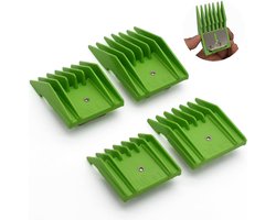 4 stuks 4 maten professionele universele tondeuse bevestiging guard gids snijlimiet kammen set, 1/8 inch, 1/4 inch, 3/8 inch, 1/2 inch, compatibel met Oster Classic 76 A5 Andis AG BG tondeuse (groen)