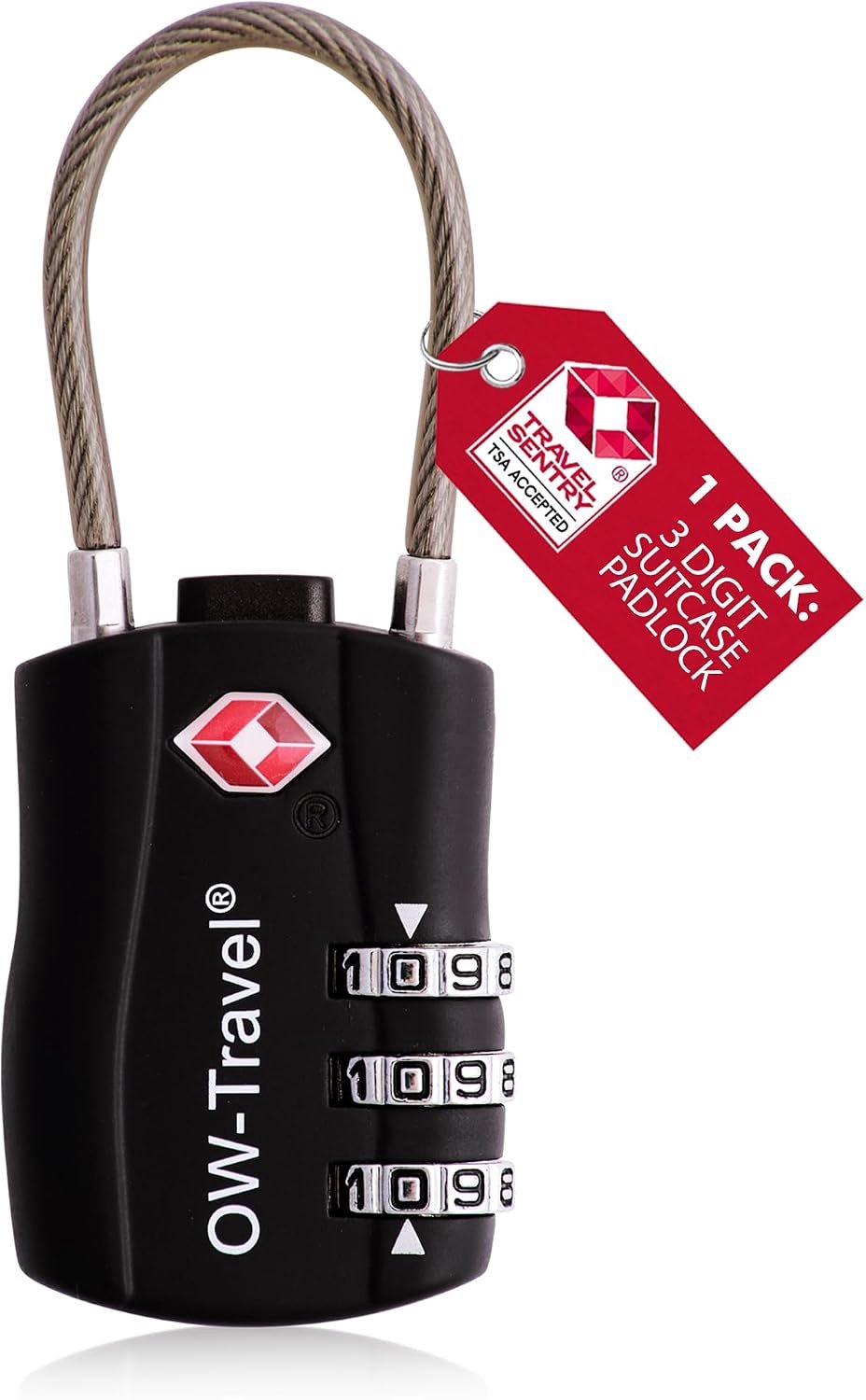 Merkloos TSA Kabel Combinatieslot Zwart - 2 Stuks