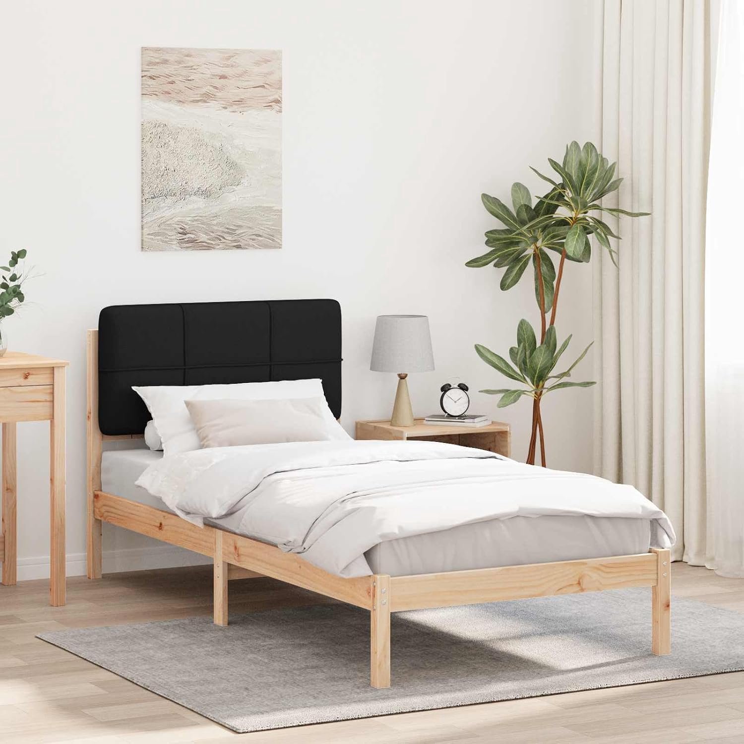 Hoofdbord Massief Grenenhout Modern Bedframe 80x200 cm Zwart