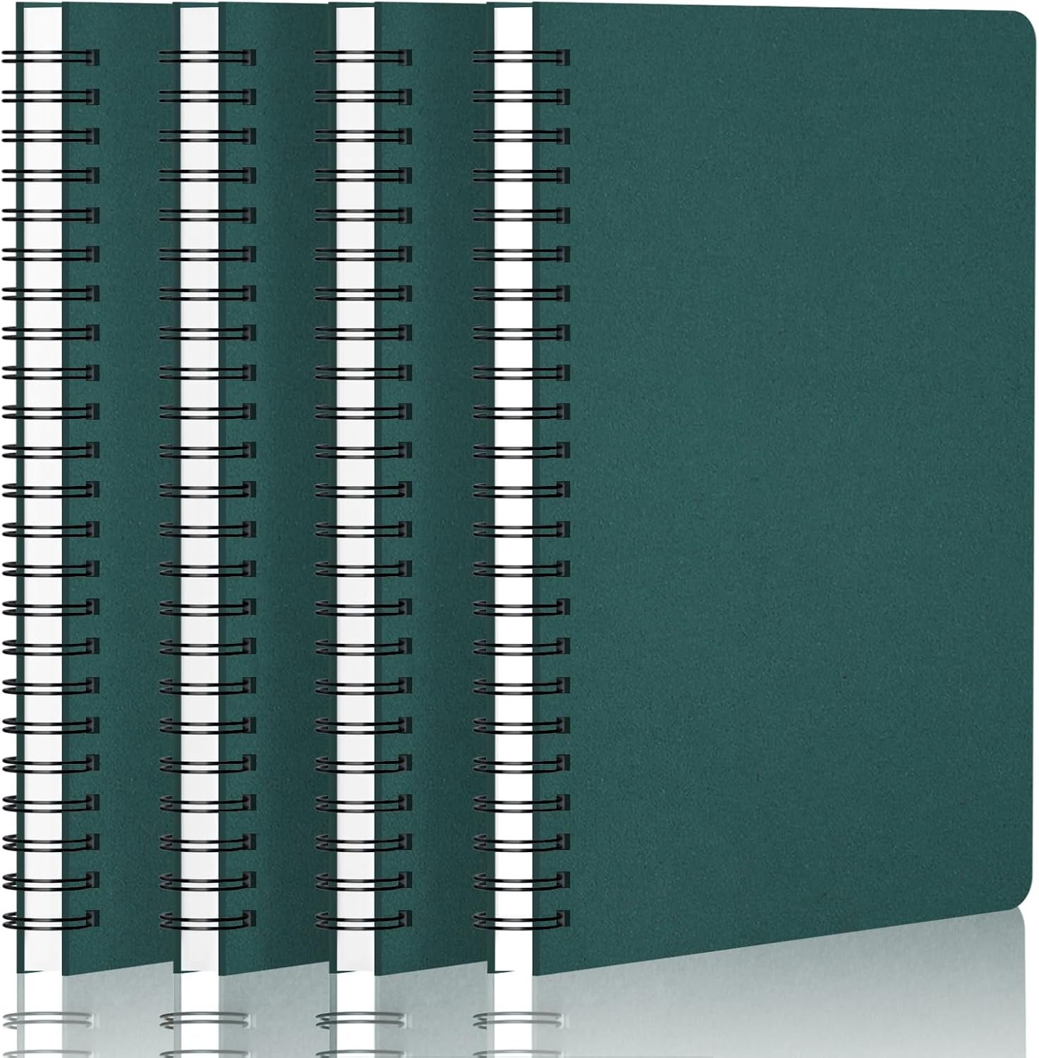 Spiraal Notitieboek - 4 PCS Donkergroen A5 Spiraal Notebooks - 100GSM Gestippeld 5mm Notitieboekje 14x21cm - 120 Pagina's/60 Vellen Spiraal Schrijfblok Dagboek A5