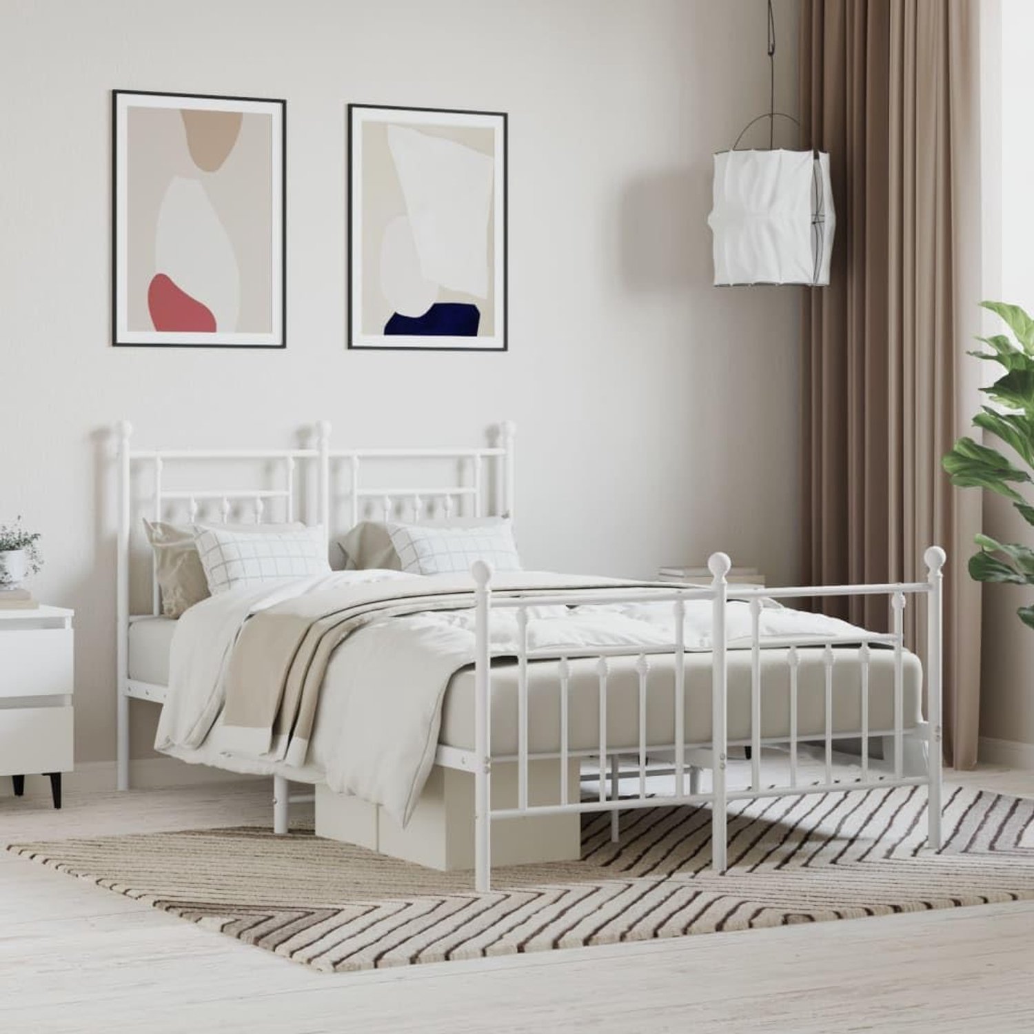 Familiebed, dagbed, hotelbedframe met hoofd- en voeteneinde, metaal, wit, 120 x 200 cm, voor slaapkamer, logeerkamer