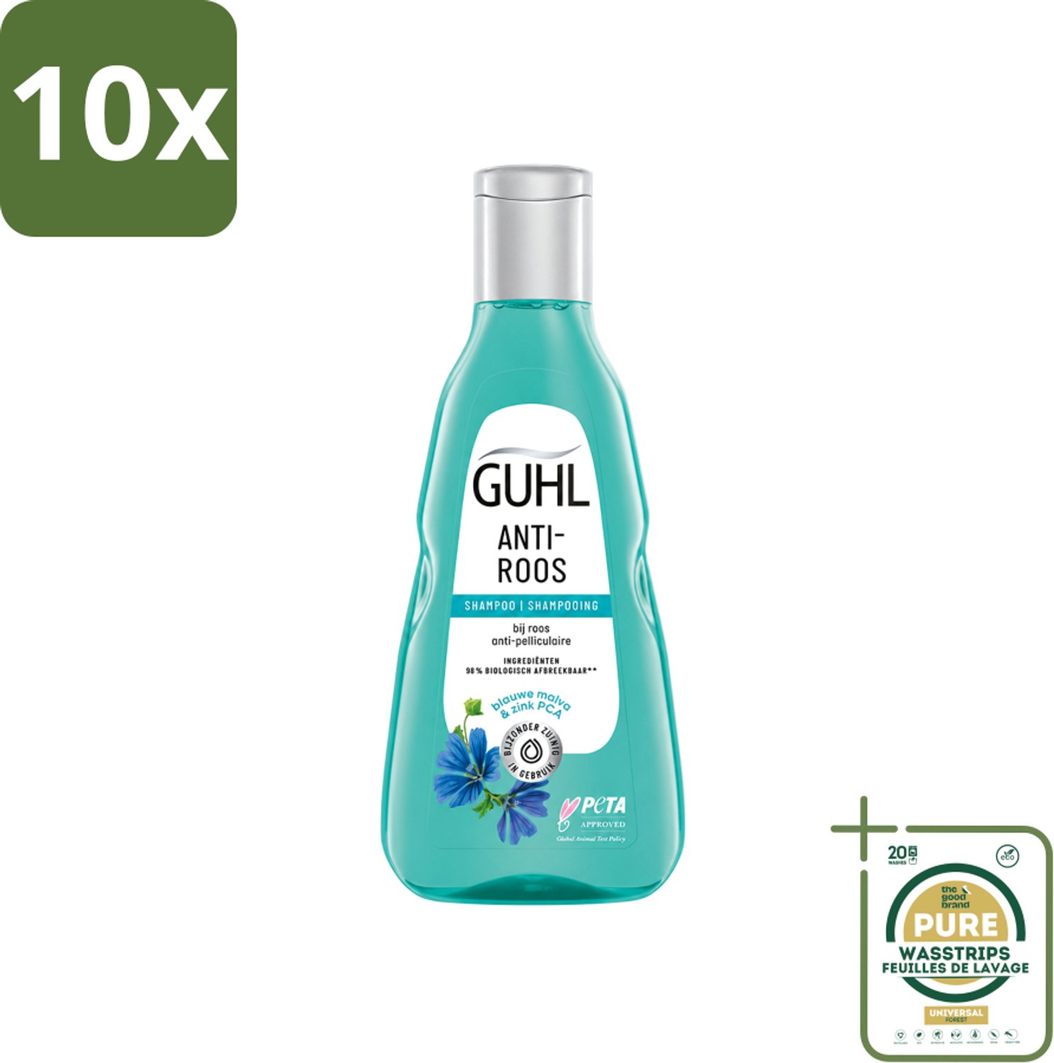 10 x Guhl - Shampoo - Anti-Roos - 250 ml - Wasstrips - Anti-roos Shampoo - Roosvrije Hoofdhuid - Hoofdhuid Verzorging - Roos Bestrijding - Kalmerende Shampoo