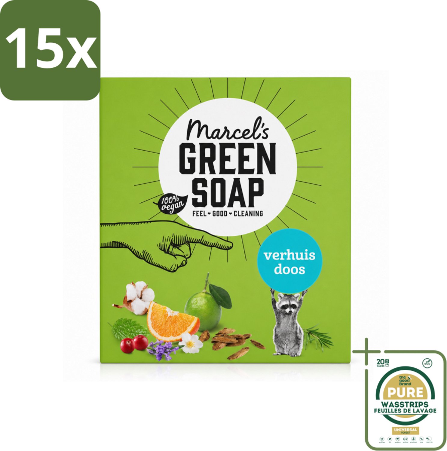 15 x Marcel's Green Soap - Verhuisdoos - Duurzaam Schoonmaken - Natuurlijke verzorging - 8 Zeepjes - Wasstrips - Verhuisdoos - Duurzaam Schoonmaken - Natuurlijke Reiniging - Schoonmaken - Milieuvriendelijk